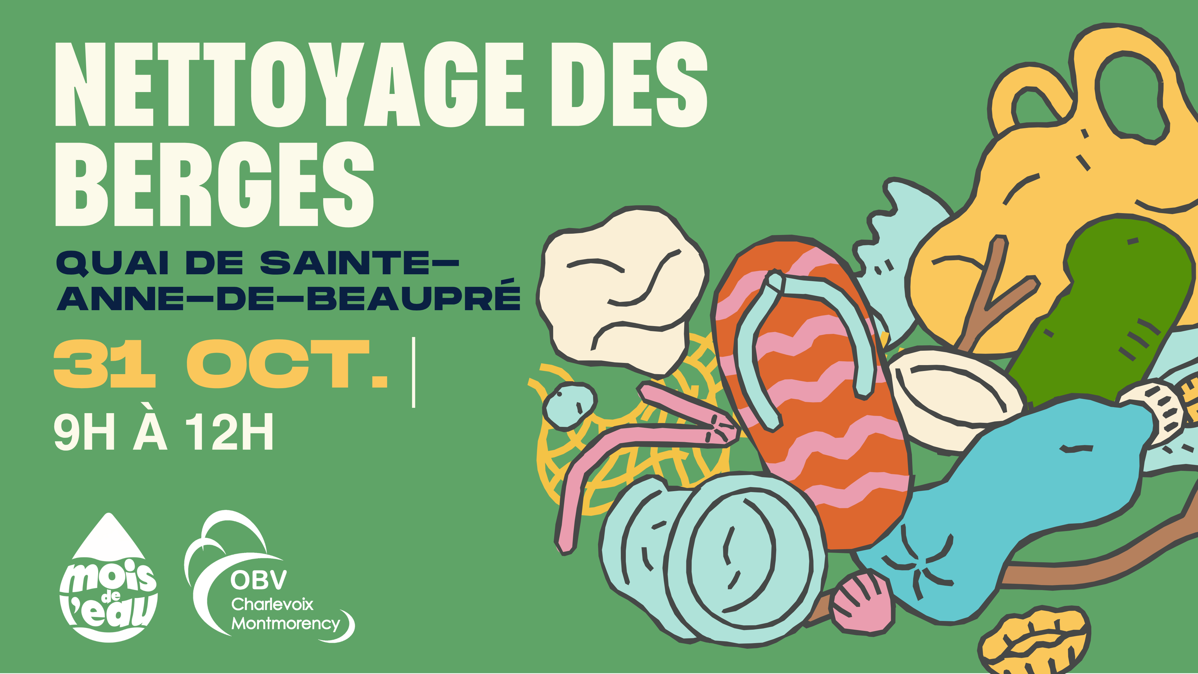 Nettoyage des berges - Quai de Sainte-Anne-de-Beaupré