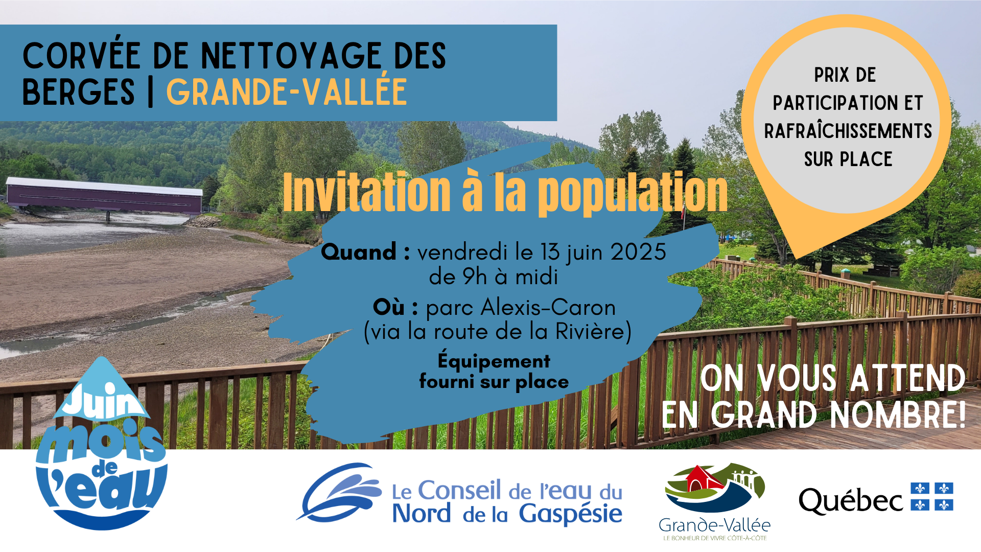 Corvée de nettoyage de berges à Grande-Vallée