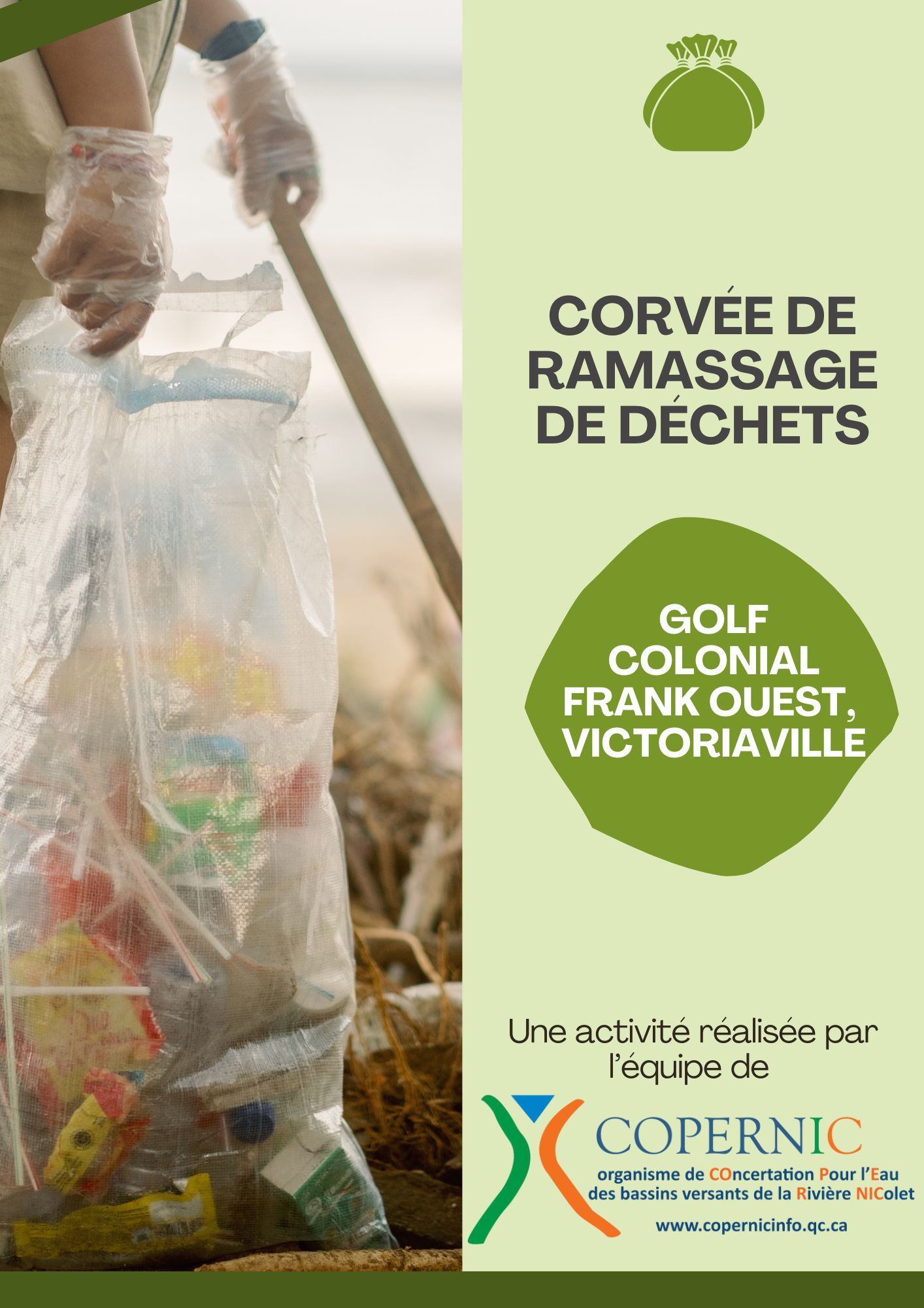 Corvée de ramassage de déchets au Golf colonial Frank ouest de Victoriaville