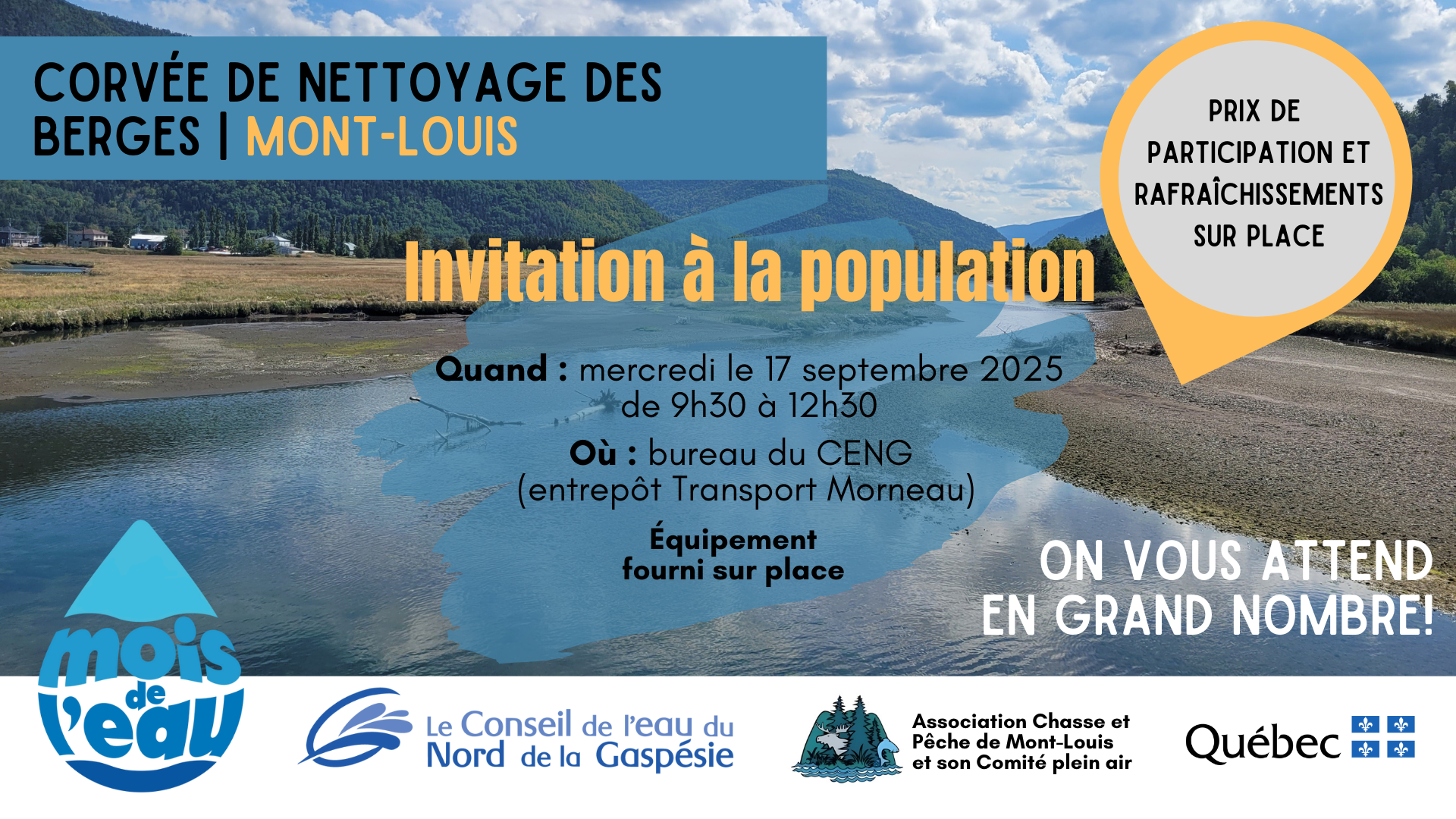 Corvée de nettoyage de berges à Mont-Louis