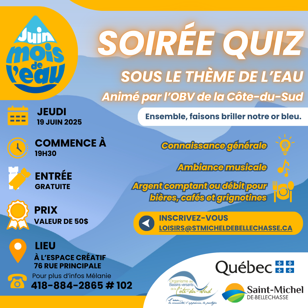 Soirée Quiz sur l'eau à Saint-Michel-de-Bellechasse