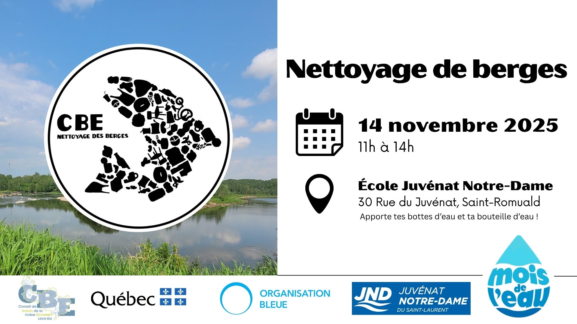 Nettoyage de berges à l'École Juvénat Notre-Dame