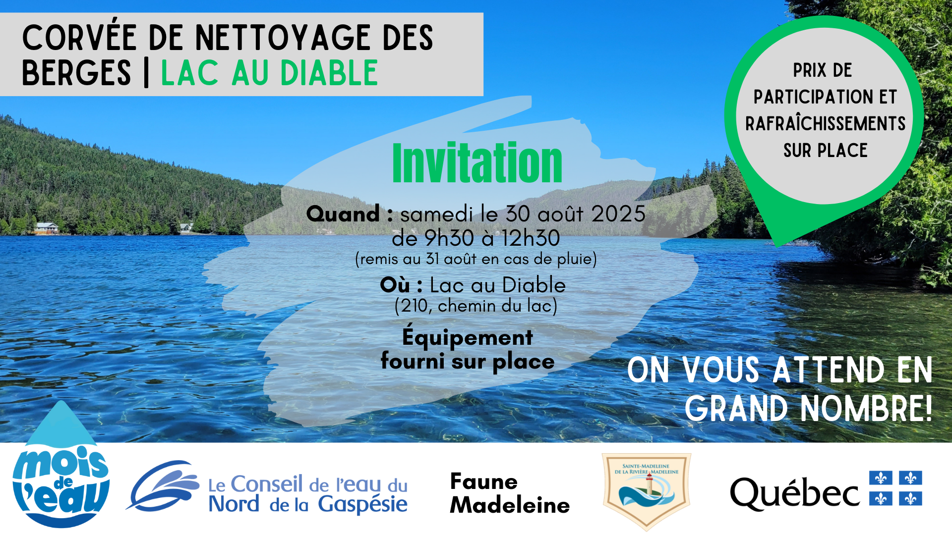 Corvée de nettoyage des berges du lac au Diable