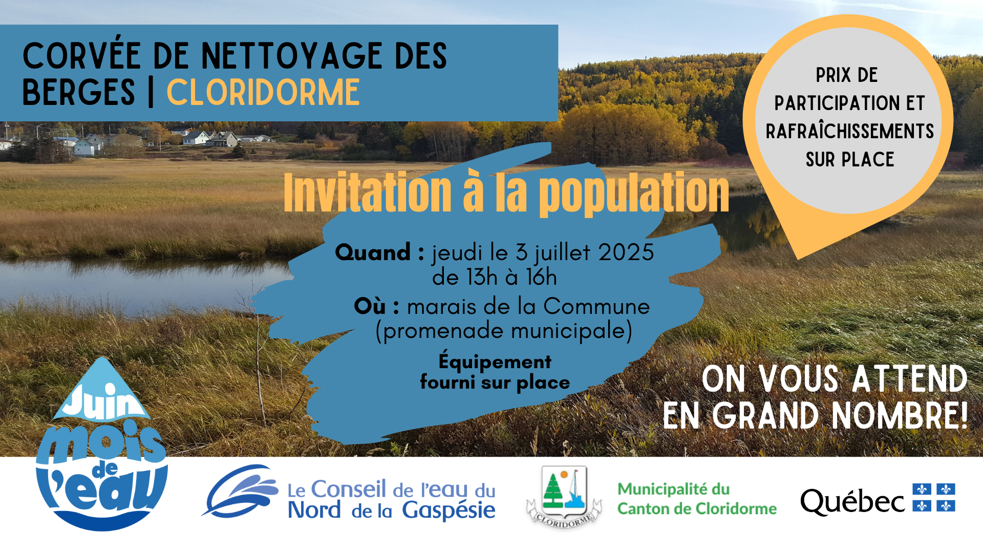 Corvée de nettoyage de berges à Cloridorme