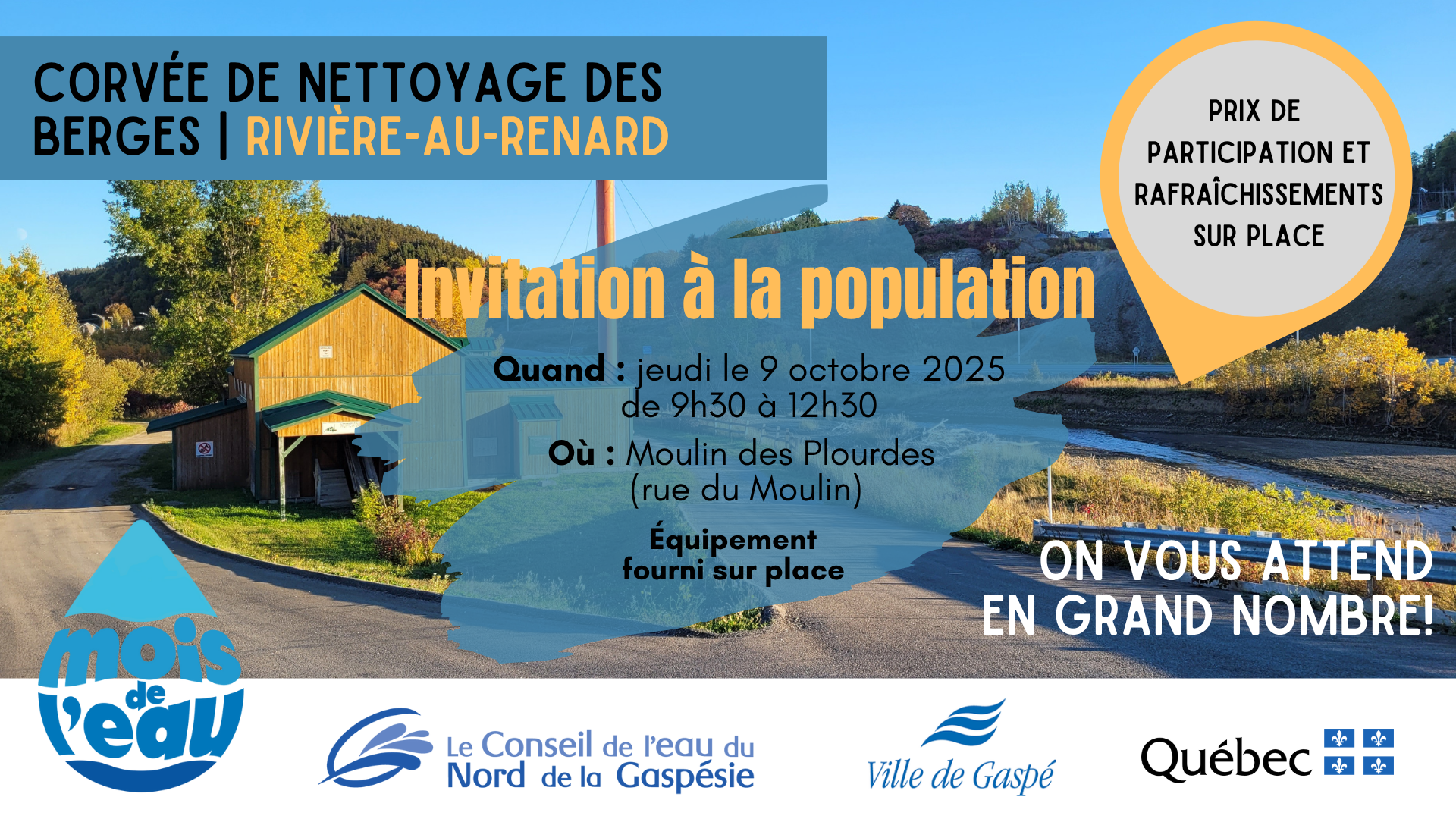 Corvée de nettoyage des berges à Rivière-au-Renard