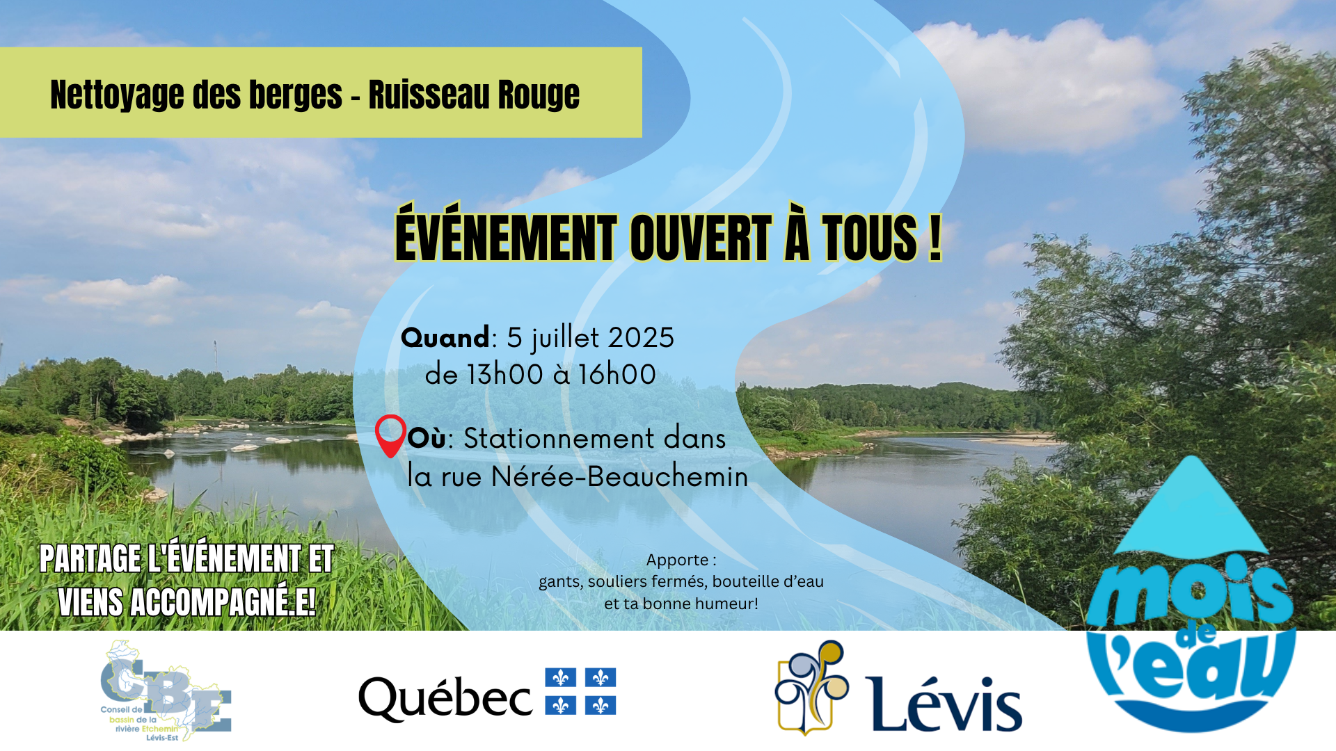 Nettoyage de berges au Parc de l'Auberivière à Lévis