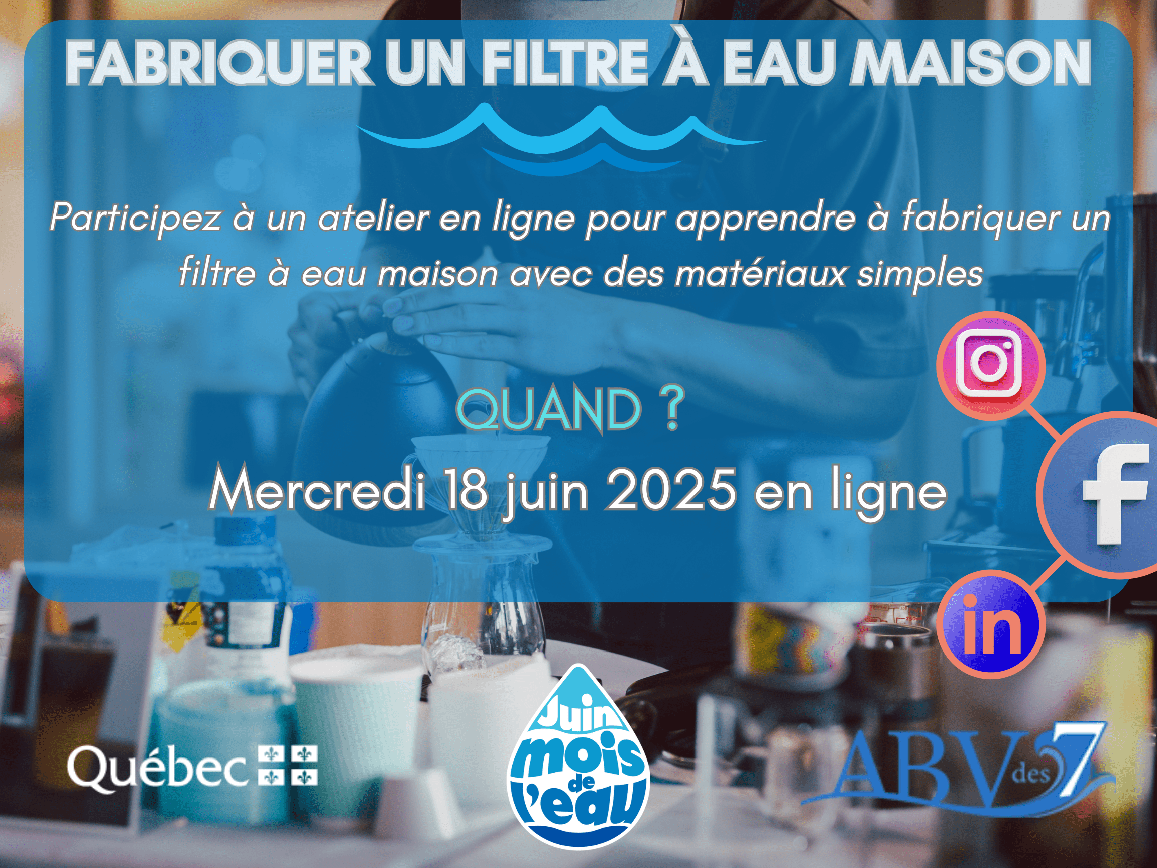 Atelier pratique sous forme d'une vidéo en ligne : "Fabriquer un filtre à eau maison"