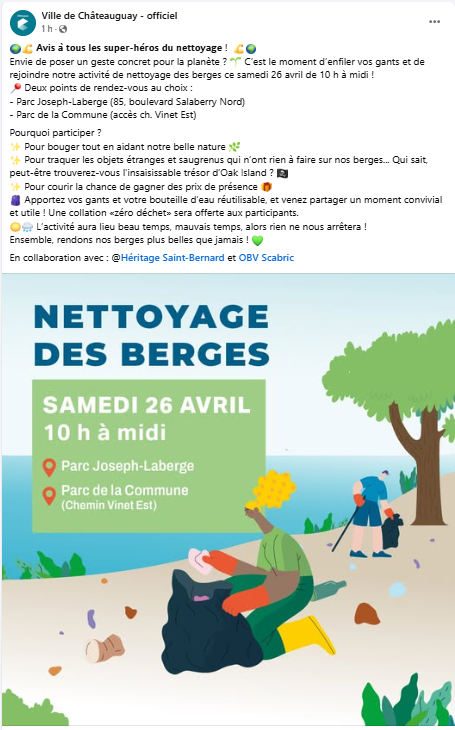Nettoyage des berges de la rivière Châteauguay