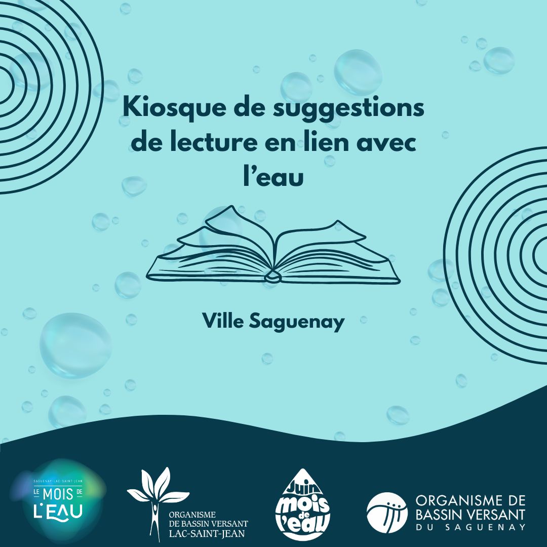 Kiosque de suggestions de lecture en lien avec l'eau dans les bibliothèques de Saguenay-Lac-Saint-Jean