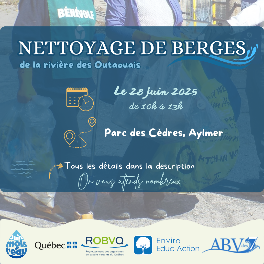 Nettoyage des berges de la rivière des Outaouais au Parc des Cèdres