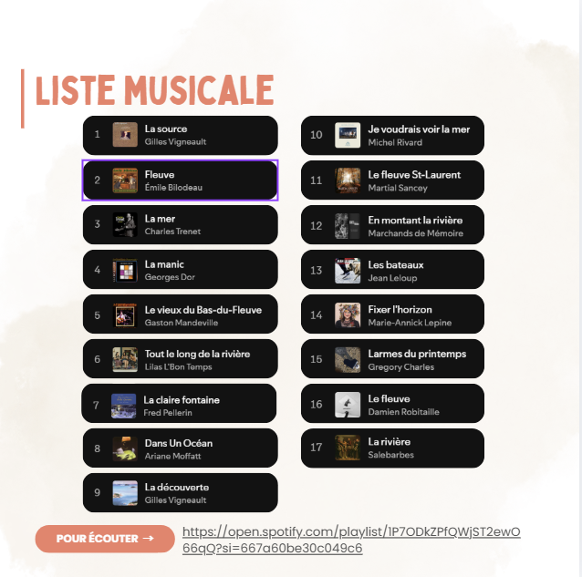 Liste musicale sur l'eau!