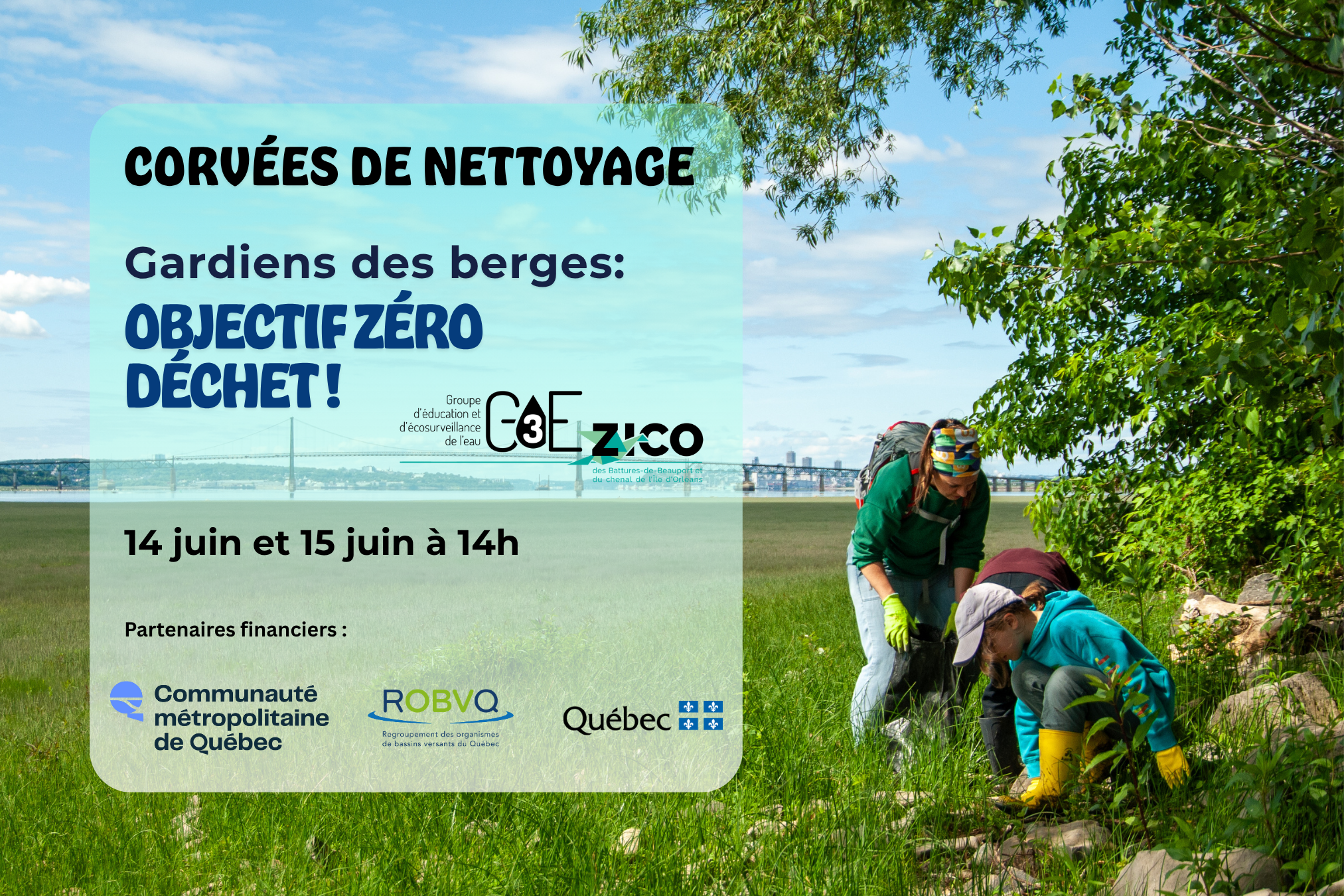 Corvées de nettoyage des berges à Beauport et l’Île d’Orléans